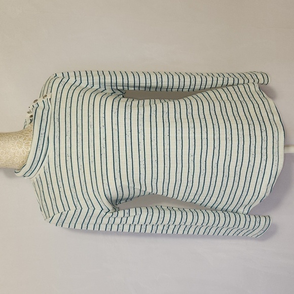 T by Talbots Blue Striped Side Snap Turtleneck Long Sleeve Pull Over Tunic SZ LP - Picture 1 of 16